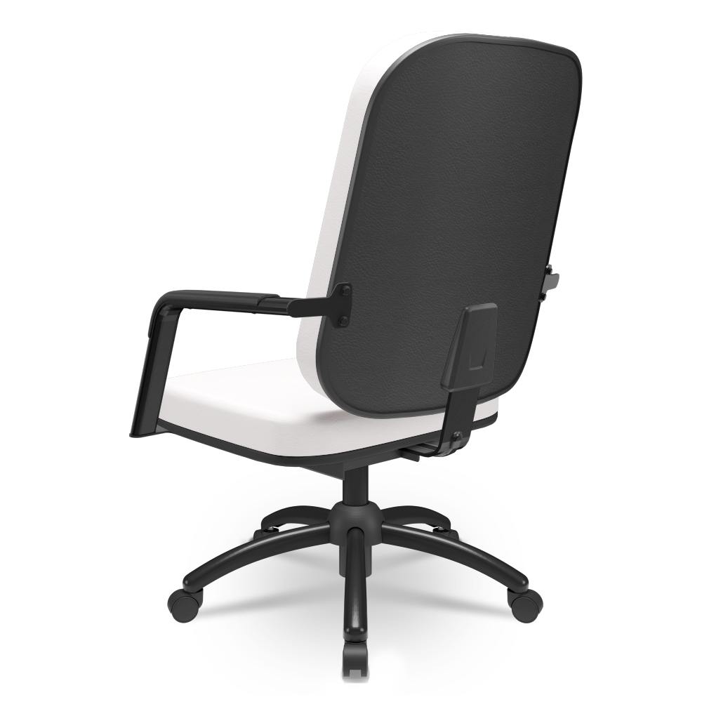Cadeira de Escritório Giratória com Braço Preta Magno P03 Vinil Branco - Lyam Decor