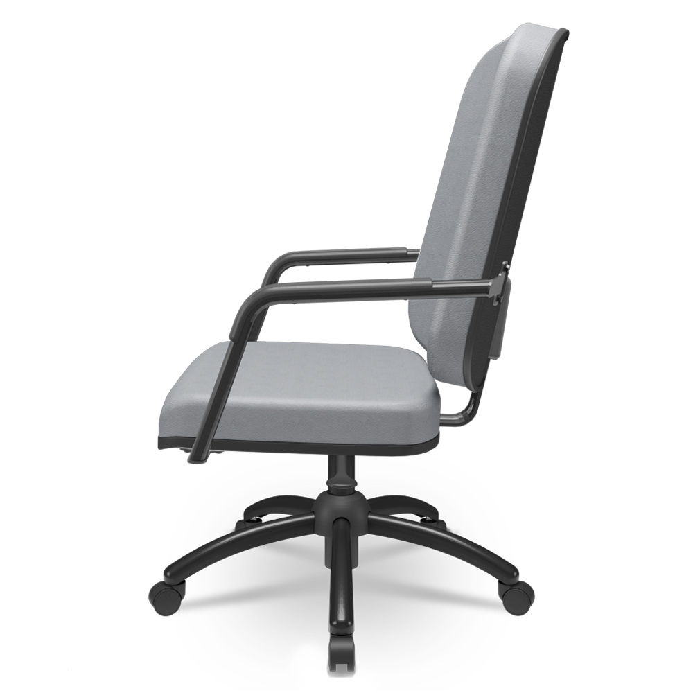 Cadeira de Escritório Giratória com Braço Preta Magno P03 Vinil Cinza - Lyam Decor
