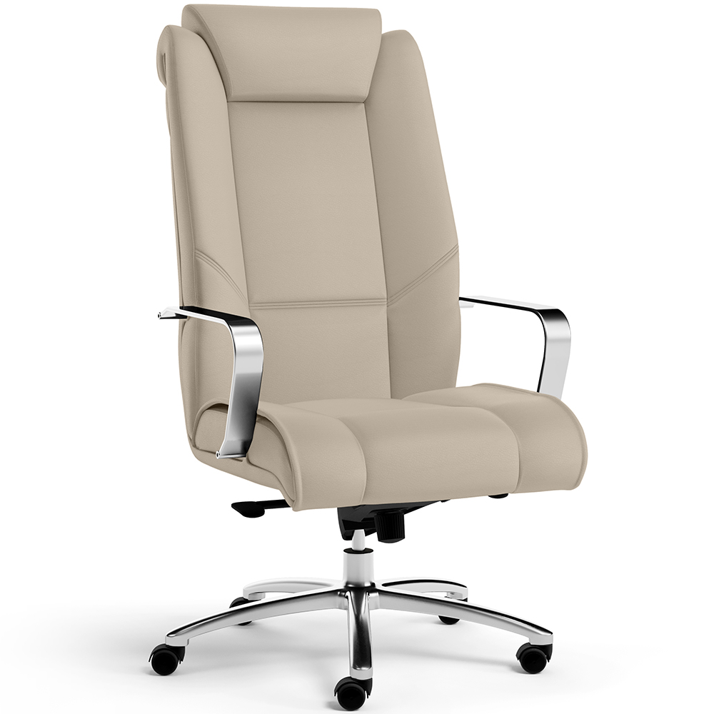 Cadeira de Escritório Presidente Executiva New Onix F02 Tecido Sintético Areia - Lyam Decor