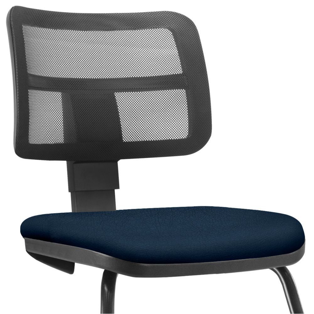 Cadeira de Escritório Recepção Fixa Zip L02 Crepe Azul Marinho - Lyam Decor
