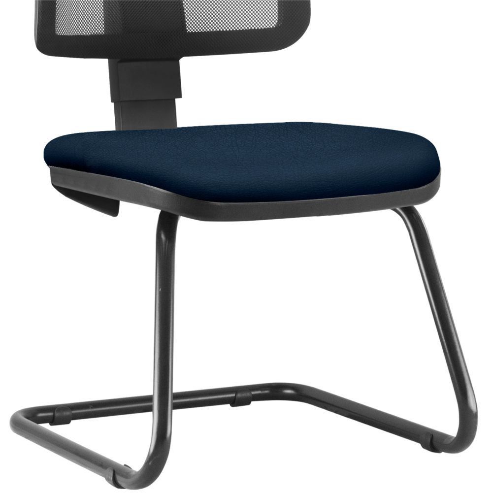 Cadeira de Escritório Recepção Fixa Zip L02 Crepe Azul Marinho - Lyam Decor