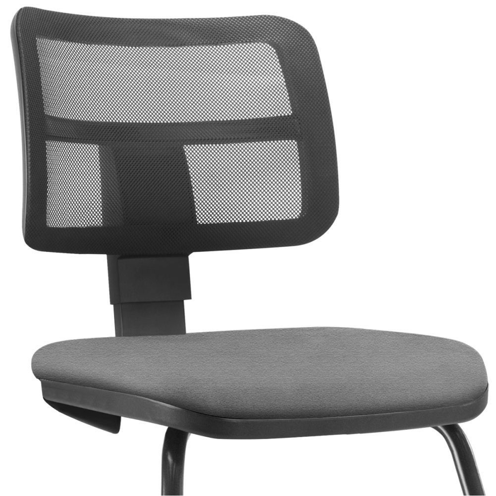 Cadeira de Escritório Recepção Fixa Zip L02 Crepe Cinza - Lyam Decor