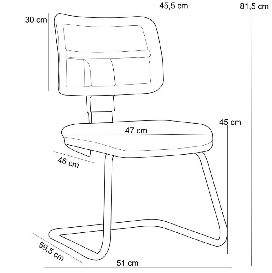 Cadeira de Escritório Recepção Fixa Zip L02 Crepe Cinza - Lyam Decor