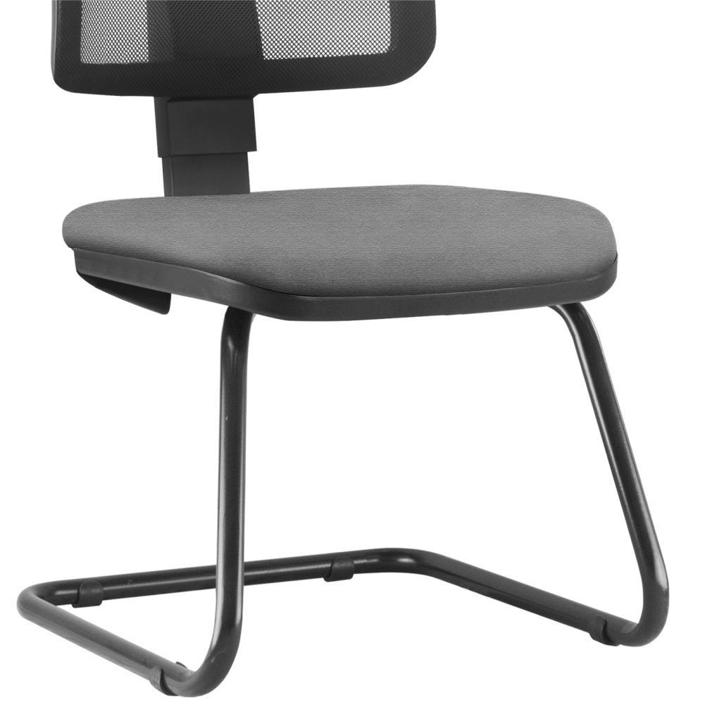 Cadeira de Escritório Recepção Fixa Zip L02 Crepe Cinza - Lyam Decor