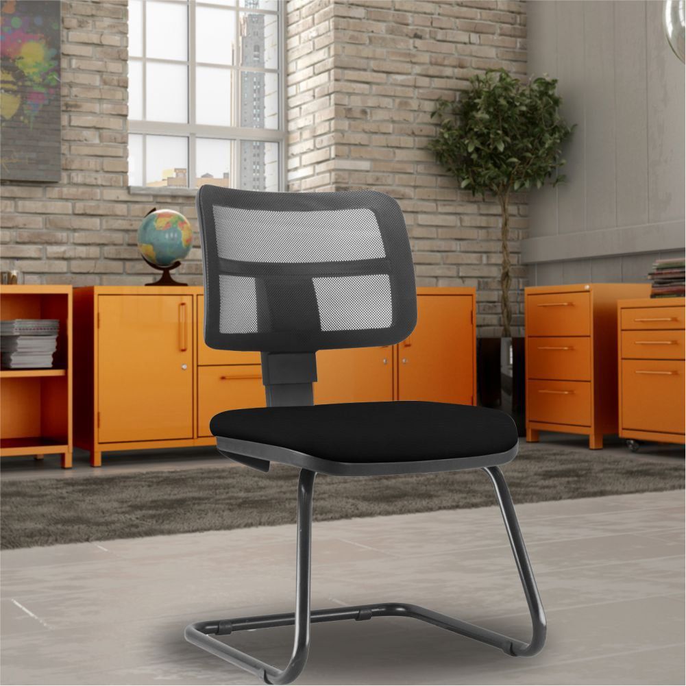 Cadeira de Escritório Recepção Fixa Zip L02 Crepe Preto - Lyam Decor