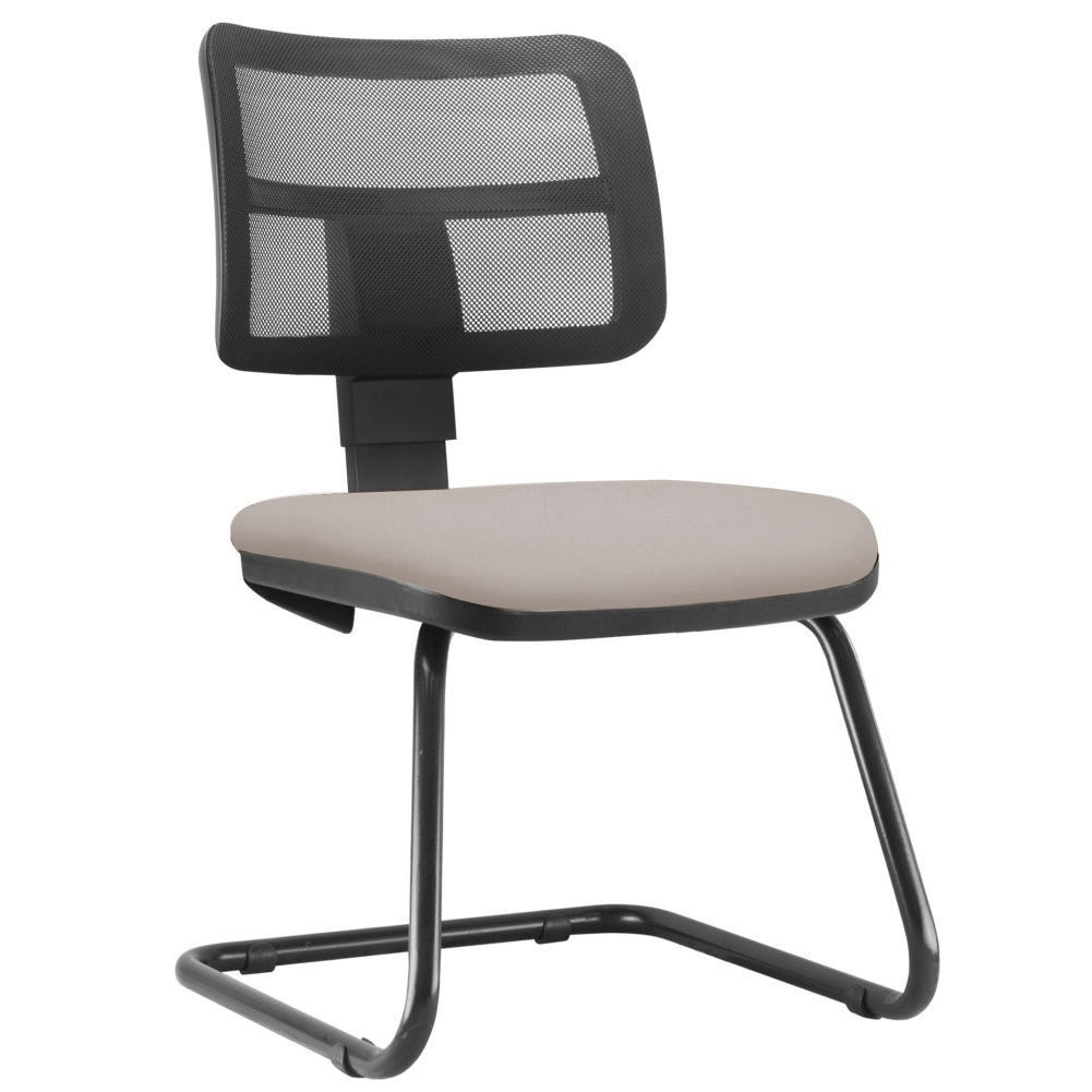 Cadeira de Escritório Recepção Fixa Zip L02 Linho Bege - Lyam Decor