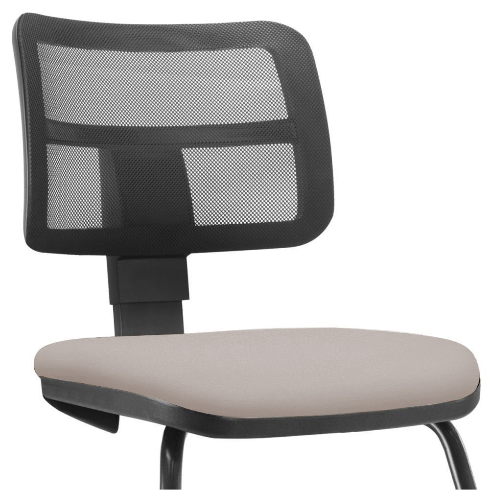 Cadeira de Escritório Recepção Fixa Zip L02 Linho Bege - Lyam Decor
