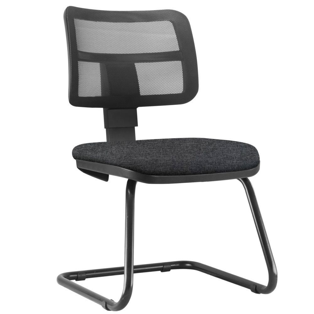 Cadeira de Escritório Recepção Fixa Zip L02 Linho Chumbo - Lyam Decor