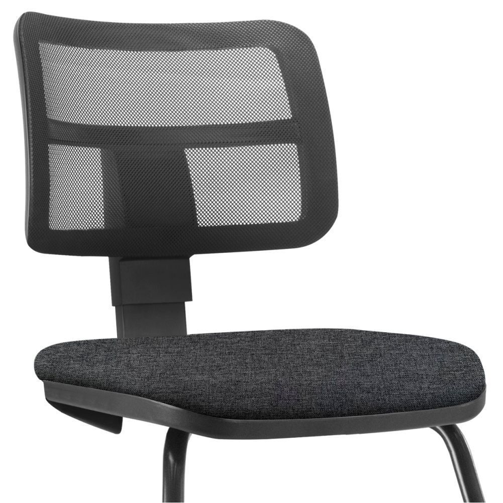 Cadeira de Escritório Recepção Fixa Zip L02 Linho Chumbo - Lyam Decor