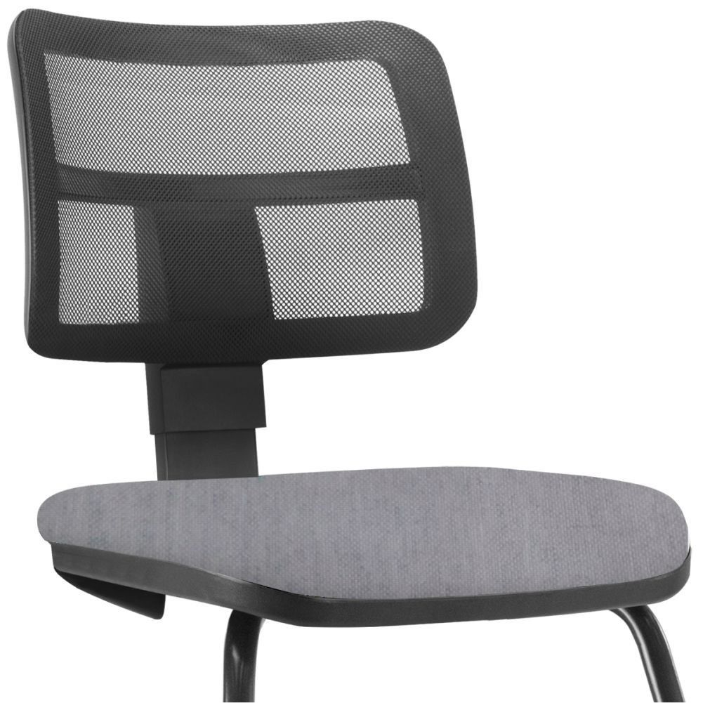 Cadeira de Escritório Recepção Fixa Zip L02 Linho Cinza - Lyam Decor