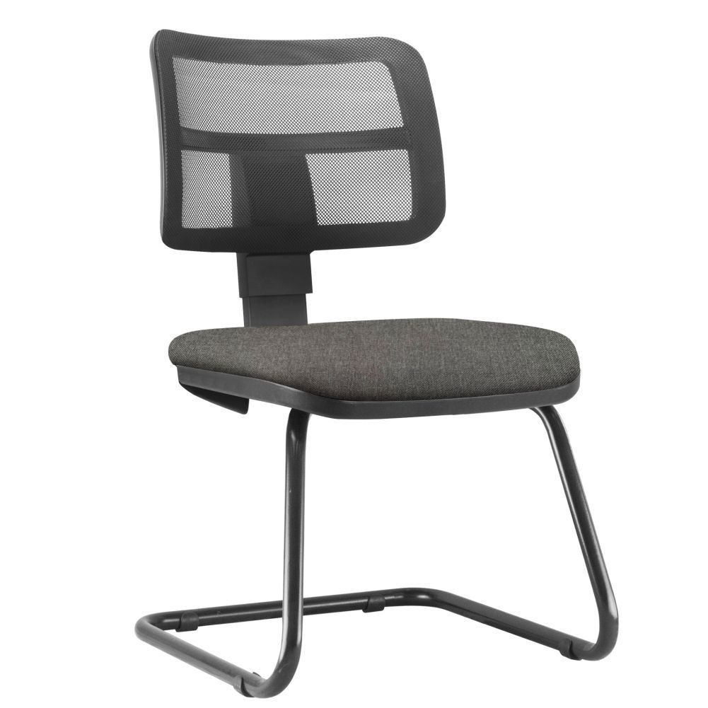 Cadeira de Escritório Recepção Fixa Zip L02 Linho Cinza Escuro - Lyam Decor