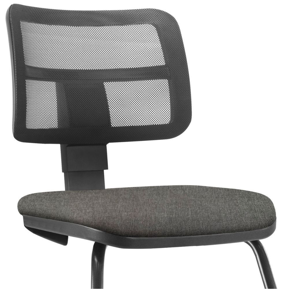 Cadeira de Escritório Recepção Fixa Zip L02 Linho Cinza Escuro - Lyam Decor