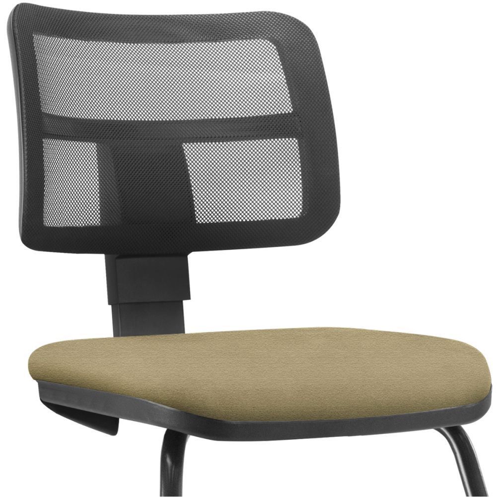 Cadeira de Escritório Recepção Fixa Zip L02 Suede Bege - Lyam Decor