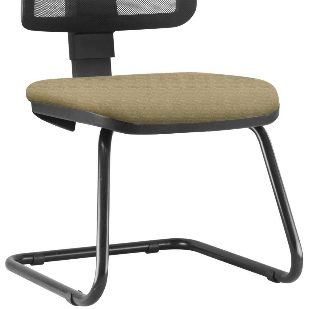 Cadeira de Escritório Recepção Fixa Zip L02 Suede Bege - Lyam Decor