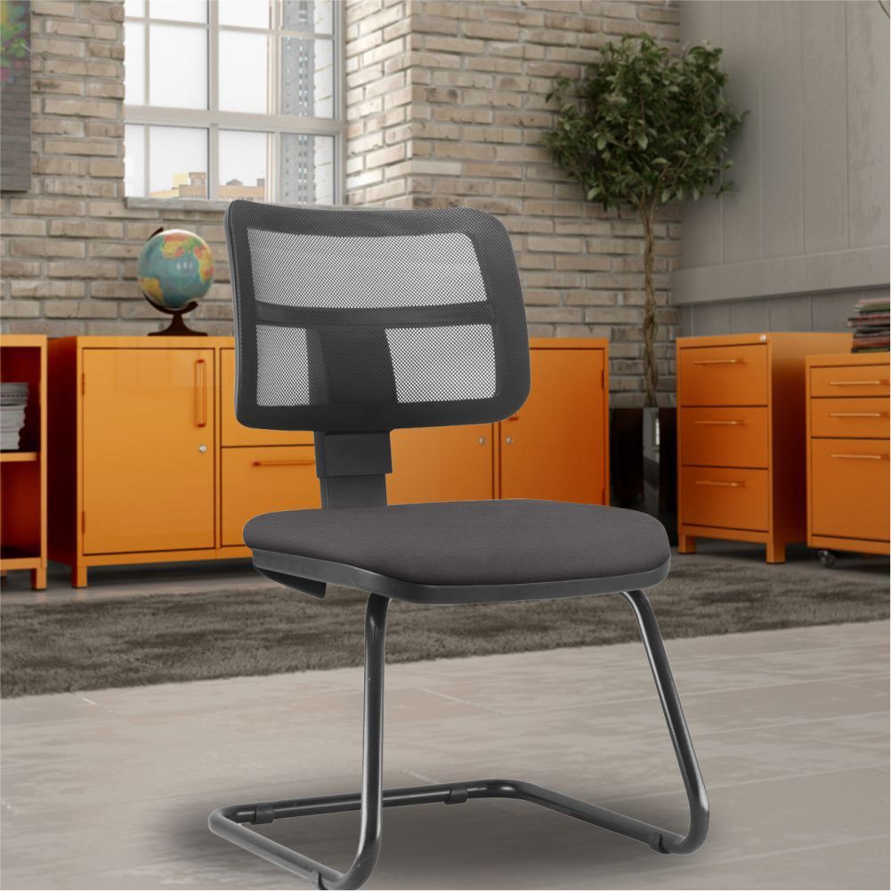 Cadeira de Escritório Recepção Fixa Zip L02 Suede Marrom - Lyam Decor