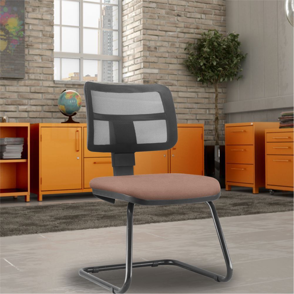 Cadeira de Escritório Recepção Fixa Zip L02 Suede Rosê - Lyam Decor