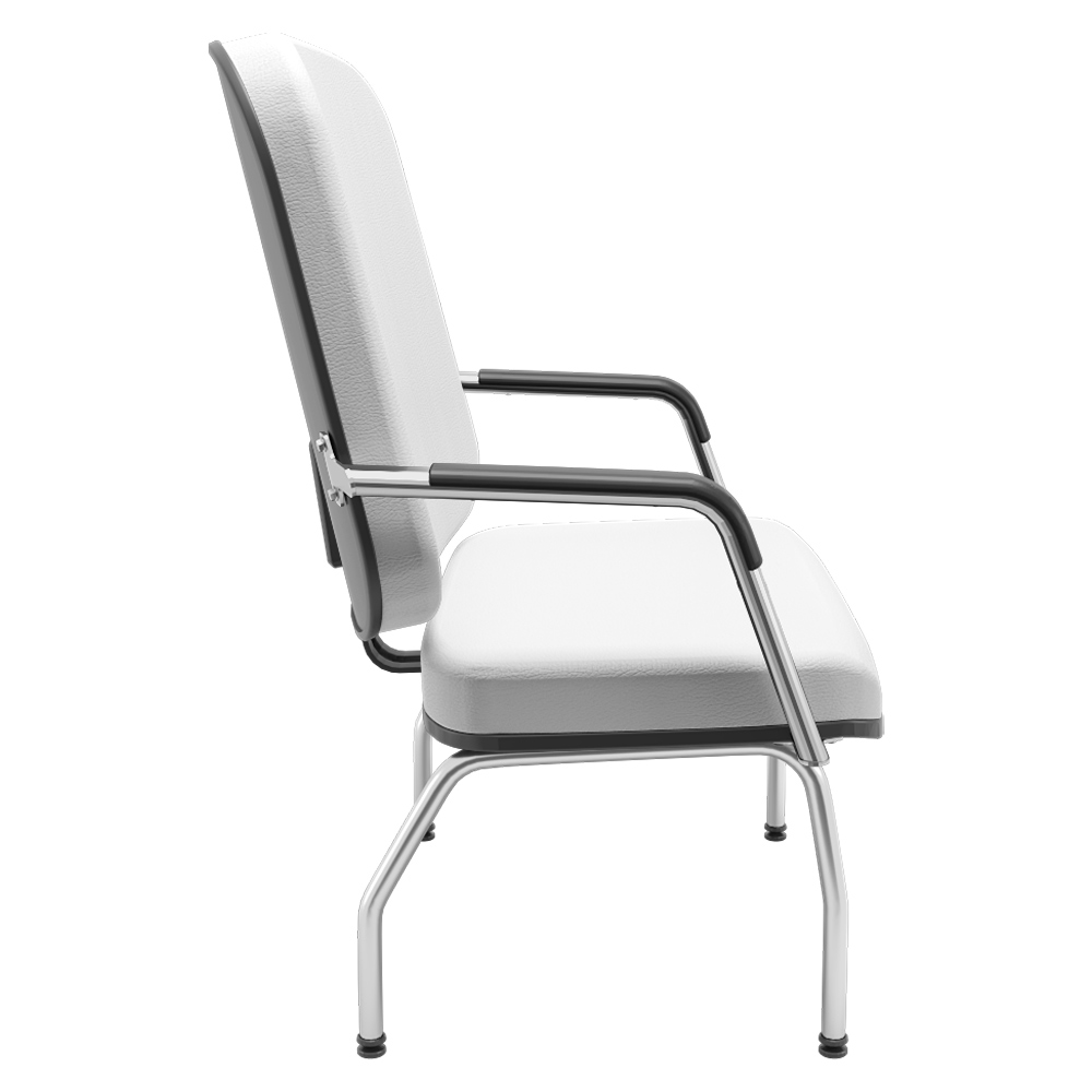 Cadeira de Escritório Recepção com Braço Fixa Cromada Magno P03 Vinil Branco - Lyam Decor