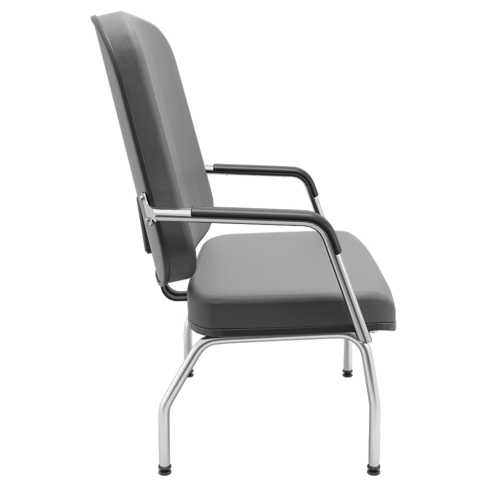 Cadeira de Escritório Recepção com Braço Fixa Cromada Magno P03 Vinil Cinza - Lyam Decor