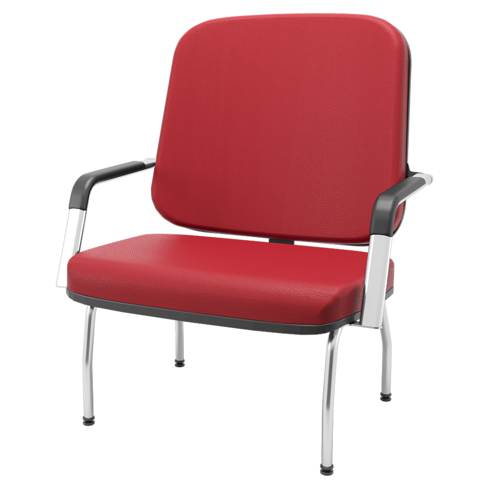 Cadeira de Escritório Recepção com Braço Fixa Cromada Magno P03 Vinil Vermelho - Lyam Decor