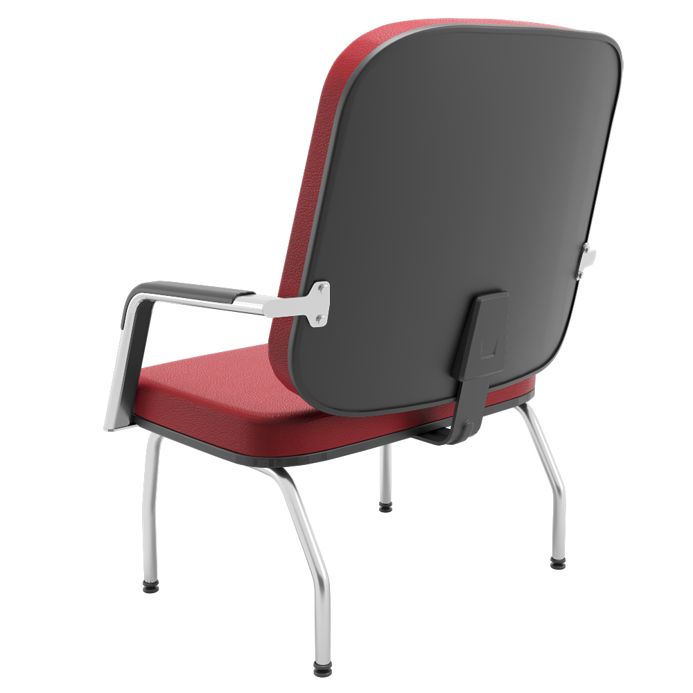 Cadeira de Escritório Recepção com Braço Fixa Cromada Magno P03 Vinil Vermelho - Lyam Decor