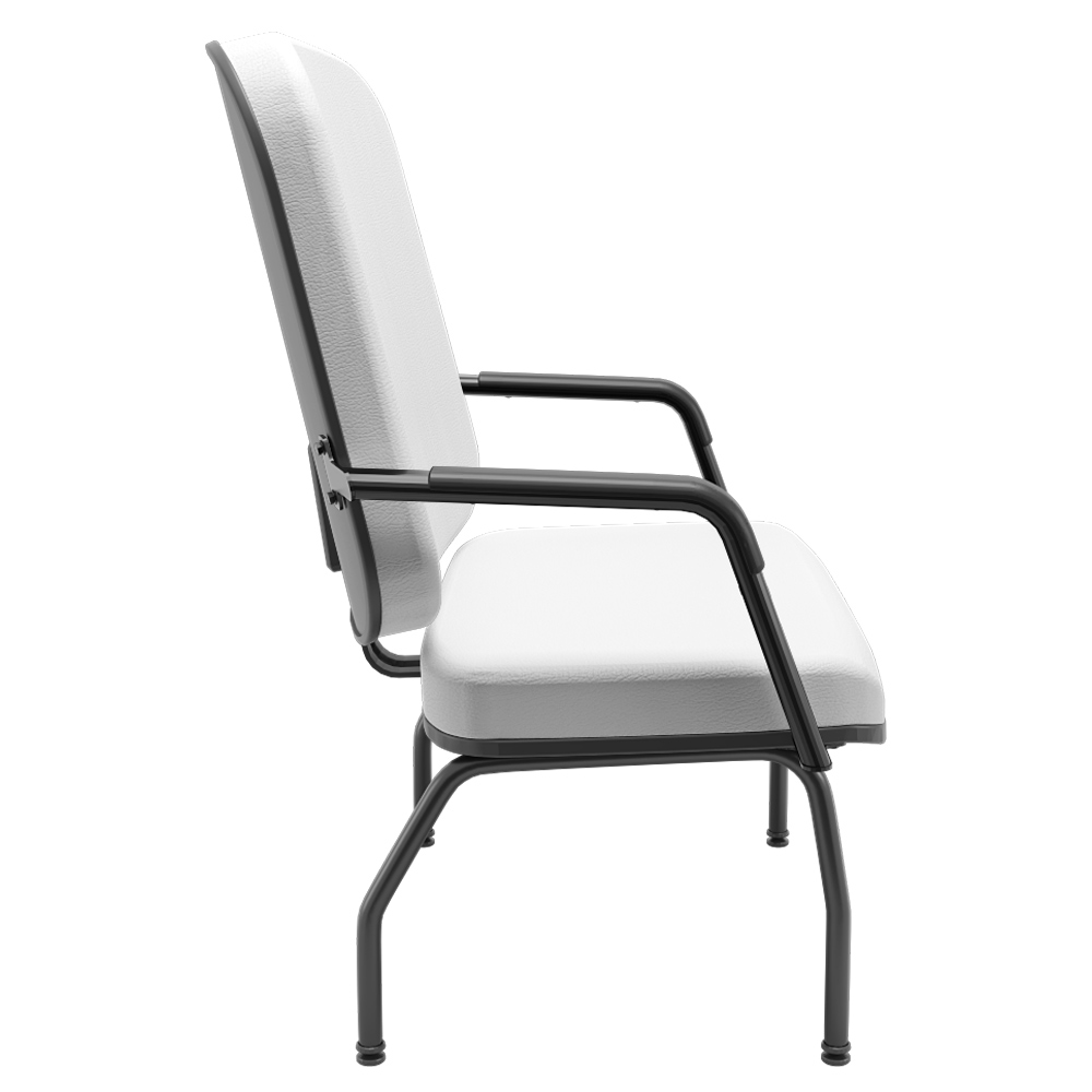 Cadeira de Escritório Recepção com Braço Fixa Preta Magno P03 Vinil Branco - Lyam Decor