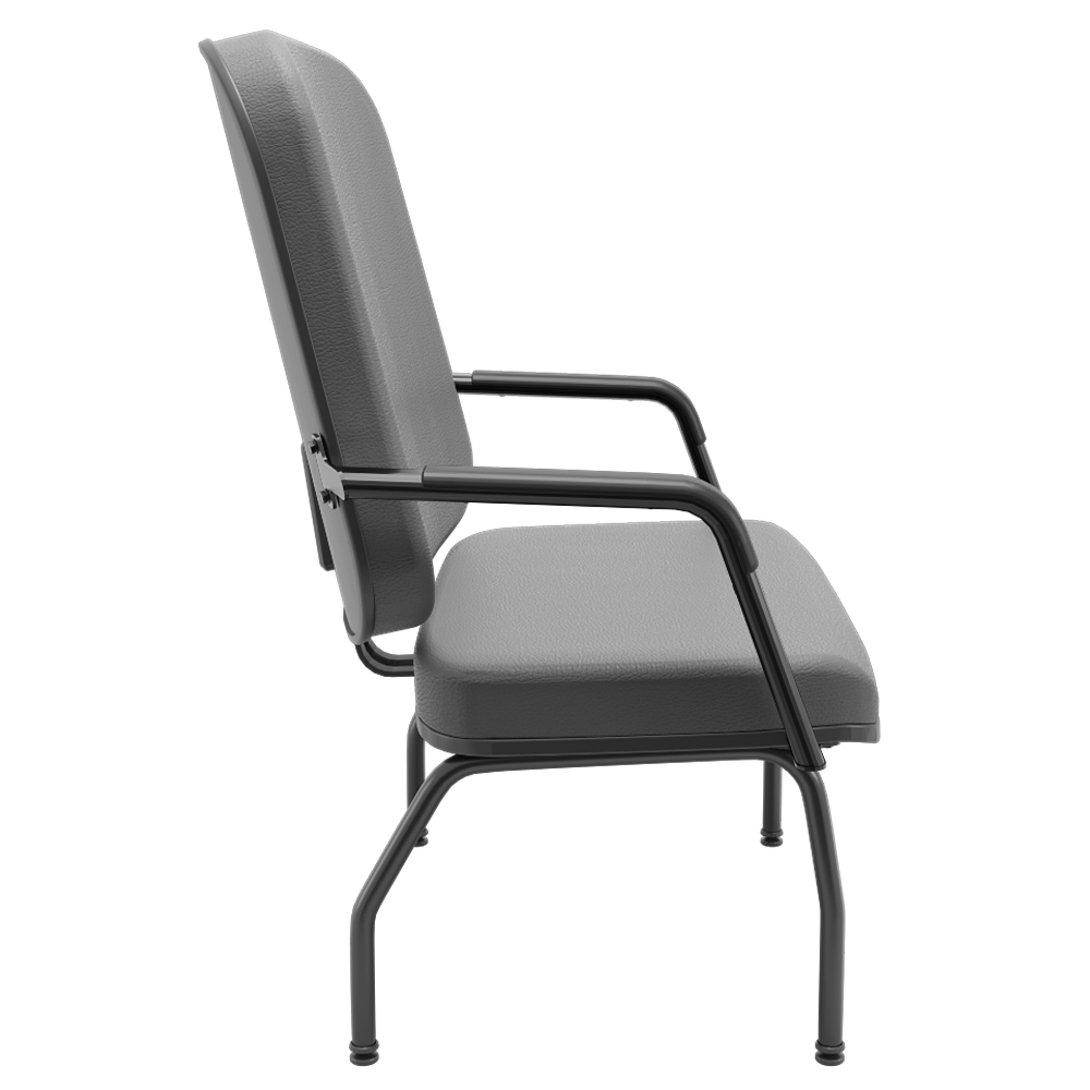 Cadeira de Escritório Recepção com Braço Fixa Preta Magno P03 Vinil Cinza - Lyam Decor