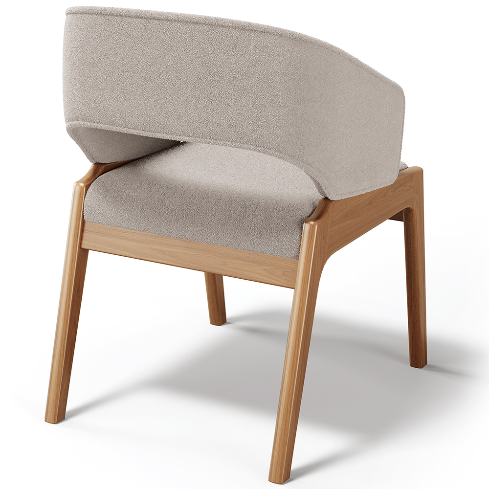 Cadeira de Jantar e Estar Living Estofada Lince L02 Bouclê Bege - Lyam Decor