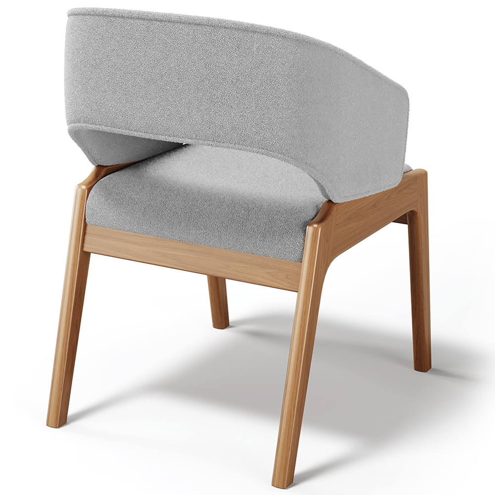 Cadeira de Jantar e Estar Living Estofada Lince L02 Bouclê Cinza - Lyam Decor