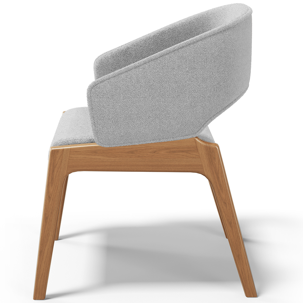 Cadeira de Jantar e Estar Living Estofada Lince L02 Bouclê Cinza - Lyam Decor