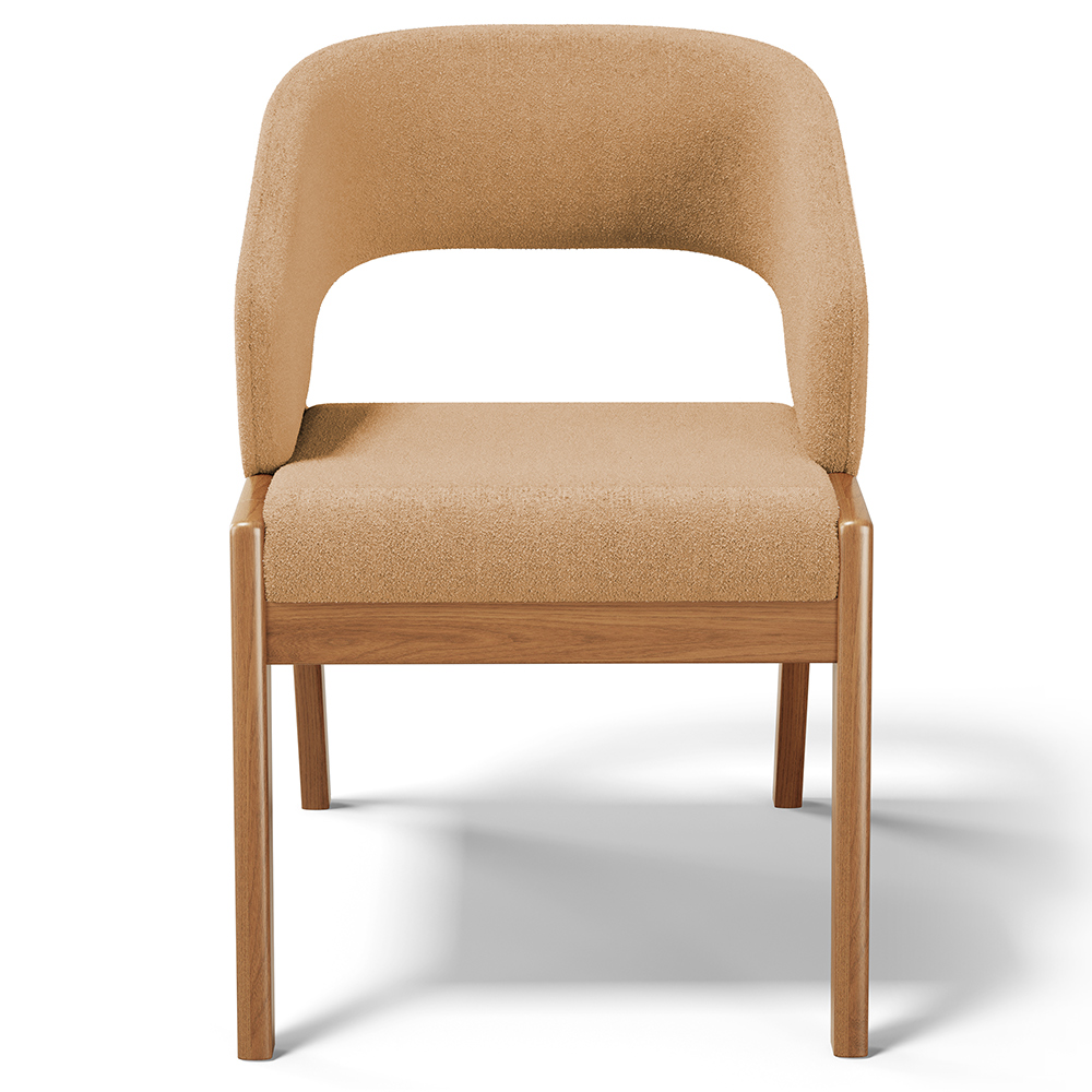 Cadeira de Jantar e Estar Living Estofada Lince L02 Bouclê Mostarda - Lyam Decor