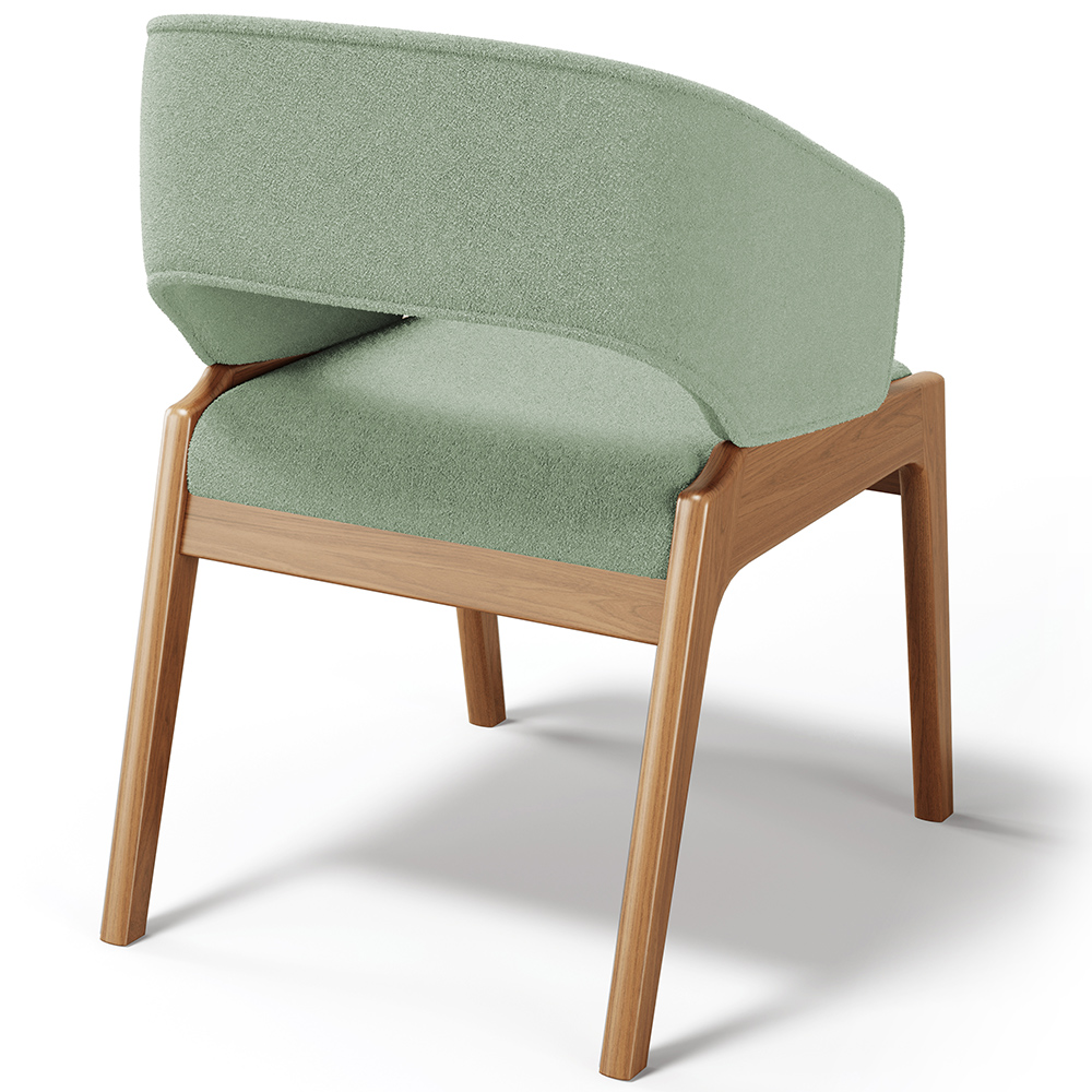 Cadeira de Jantar e Estar Living Estofada Lince L02 Bouclê Oliva - Lyam Decor