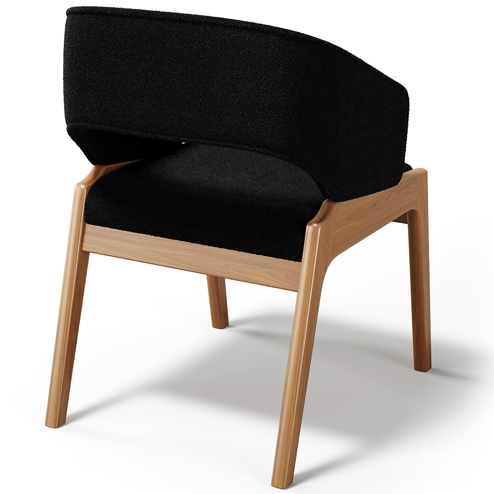 Cadeira de Jantar e Estar Living Estofada Lince L02 Bouclê Preto - Lyam Decor