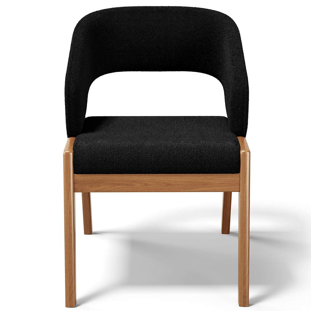 Cadeira de Jantar e Estar Living Estofada Lince L02 Bouclê Preto - Lyam Decor