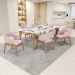 Cadeira de Jantar e Estar Living Estofada Lince L02 Bouclê Rosê - Lyam Decor