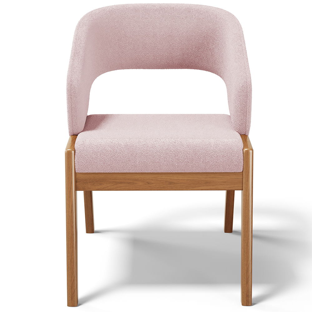 Cadeira de Jantar e Estar Living Estofada Lince L02 Bouclê Rosê - Lyam Decor