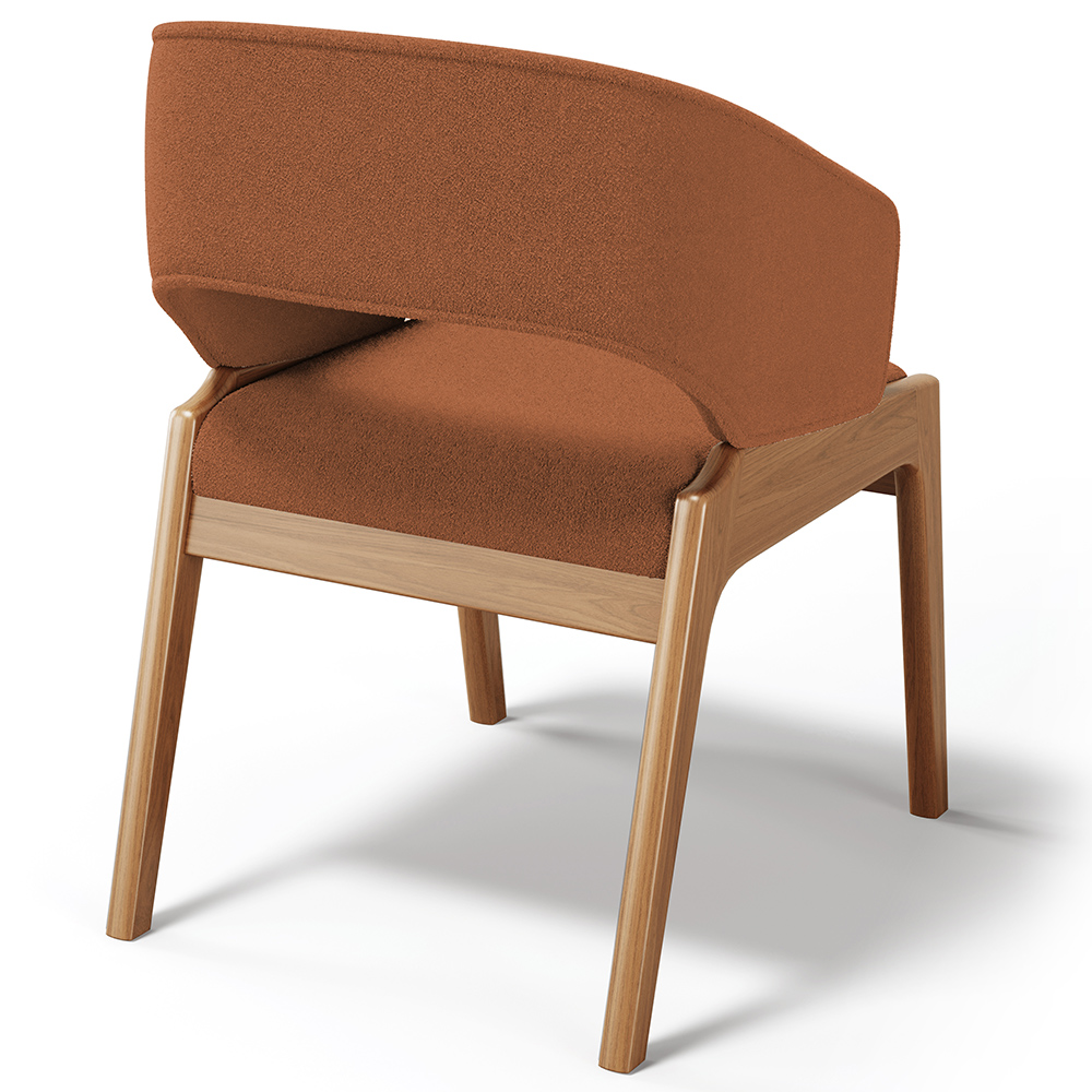 Cadeira de Jantar e Estar Living Estofada Lince L02 Bouclê Terracota - Lyam Decor