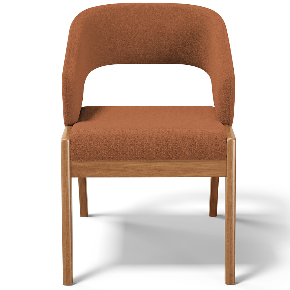 Cadeira de Jantar e Estar Living Estofada Lince L02 Bouclê Terracota - Lyam Decor