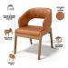 Cadeira de Jantar e Estar Living Estofada Lince L02 Couríssimo Camel - Lyam Decor