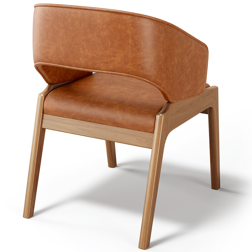 Cadeira de Jantar e Estar Living Estofada Lince L02 Couríssimo Camel - Lyam Decor