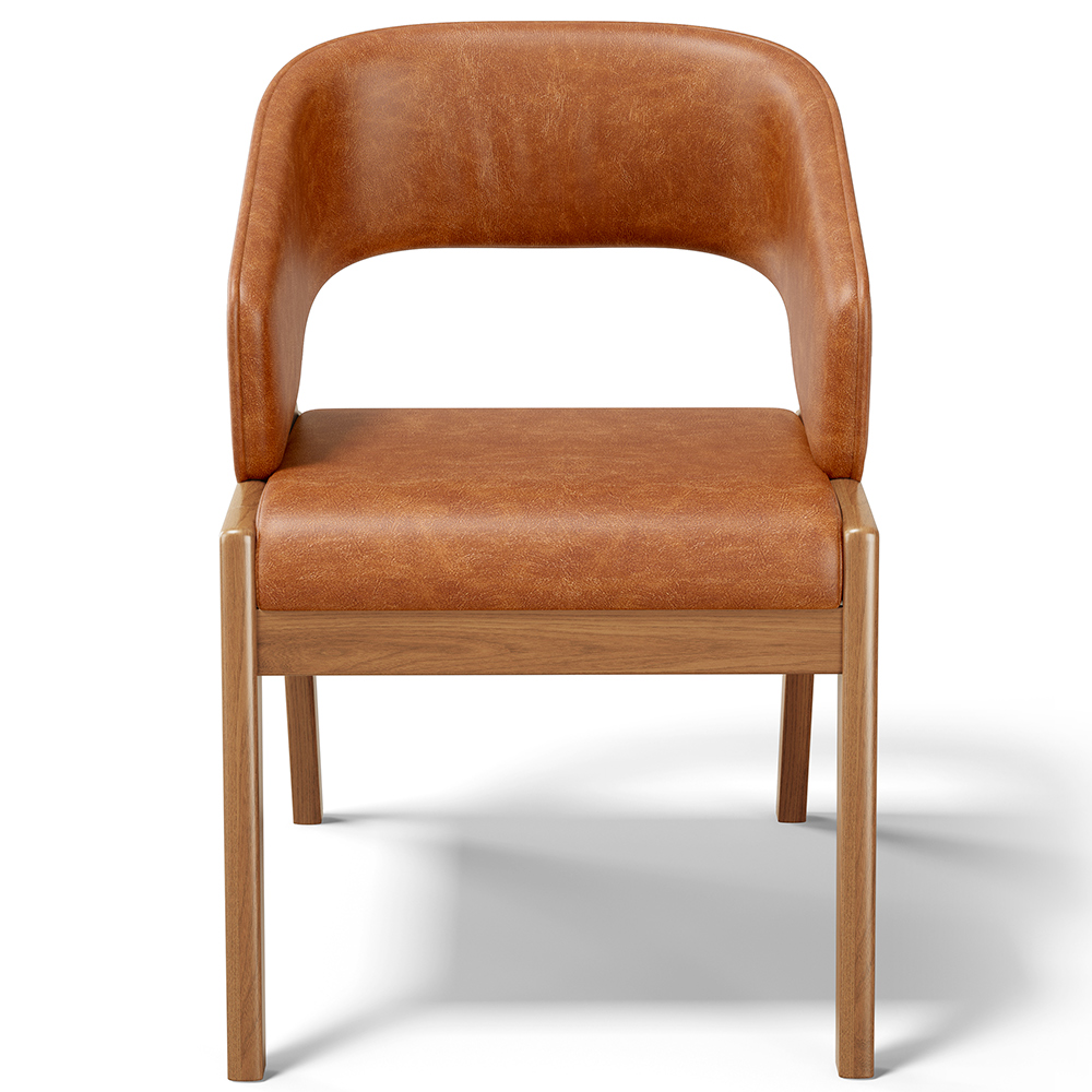 Cadeira de Jantar e Estar Living Estofada Lince L02 Couríssimo Camel - Lyam Decor