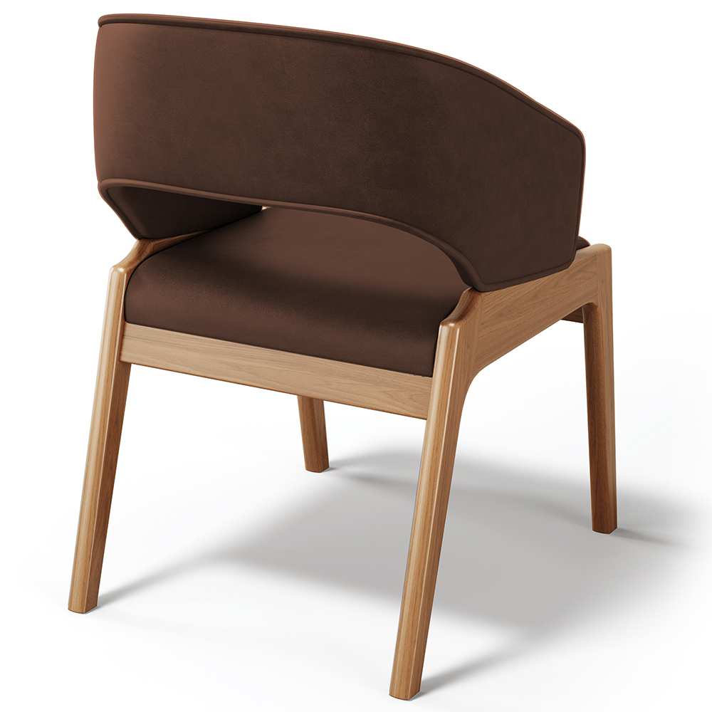 Cadeira de Jantar e Estar Living Estofada Lince L02 Couríssimo Marrom - Lyam Decor