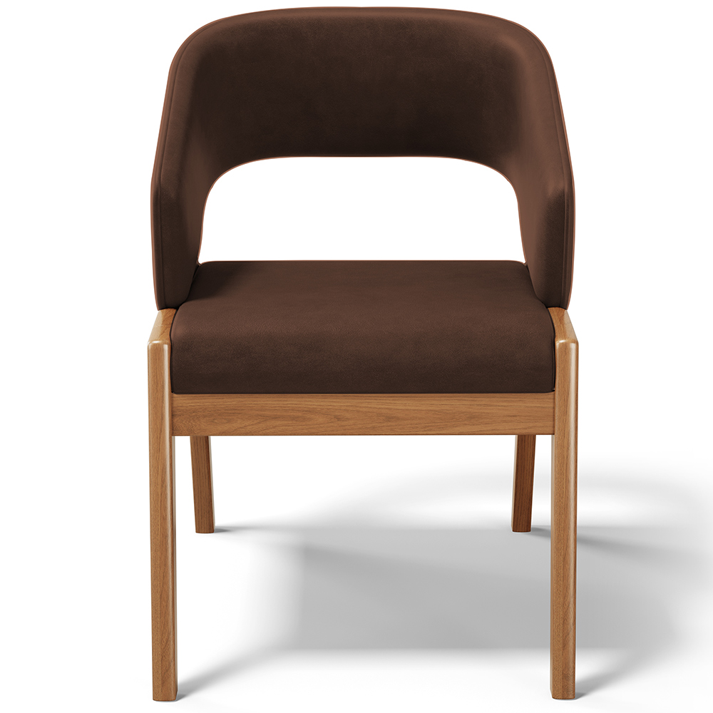 Cadeira de Jantar e Estar Living Estofada Lince L02 Couríssimo Marrom - Lyam Decor