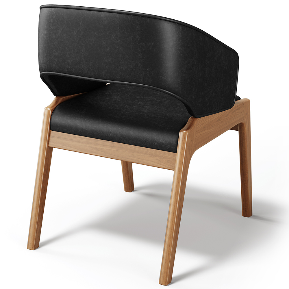 Cadeira de Jantar e Estar Living Estofada Lince L02 Couríssimo Preto - Lyam Decor