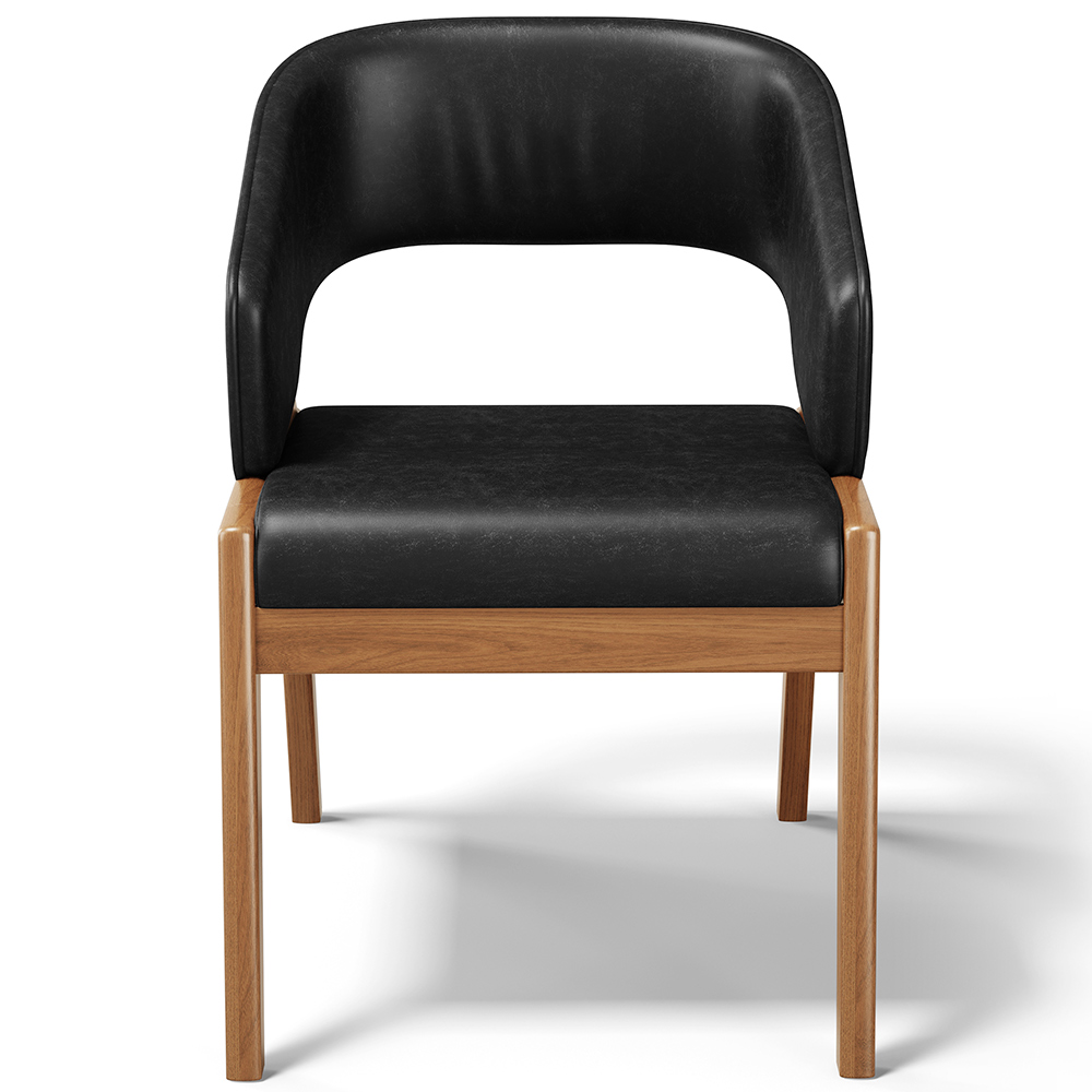 Cadeira de Jantar e Estar Living Estofada Lince L02 Couríssimo Preto - Lyam Decor