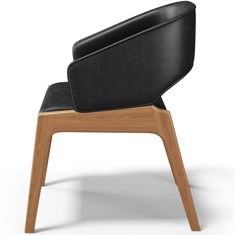Cadeira de Jantar e Estar Living Estofada Lince L02 Couríssimo Preto - Lyam Decor