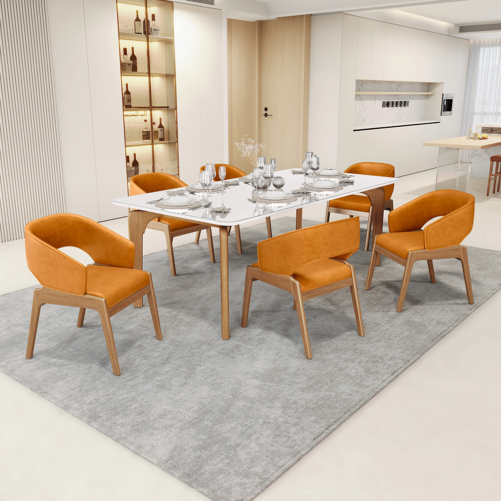Cadeira de Jantar e Estar Living Estofada Lince L02 Couríssimo Whisky - Lyam Decor