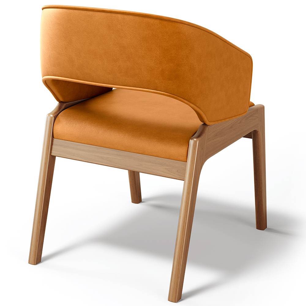 Cadeira de Jantar e Estar Living Estofada Lince L02 Couríssimo Whisky - Lyam Decor