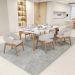 Cadeira de Jantar e Estar Living Estofada Lince L02 Linho Bege - Lyam Decor