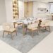 Cadeira de Jantar e Estar Living Estofada Lince L02 Linho Bege Escuro - Lyam Decor