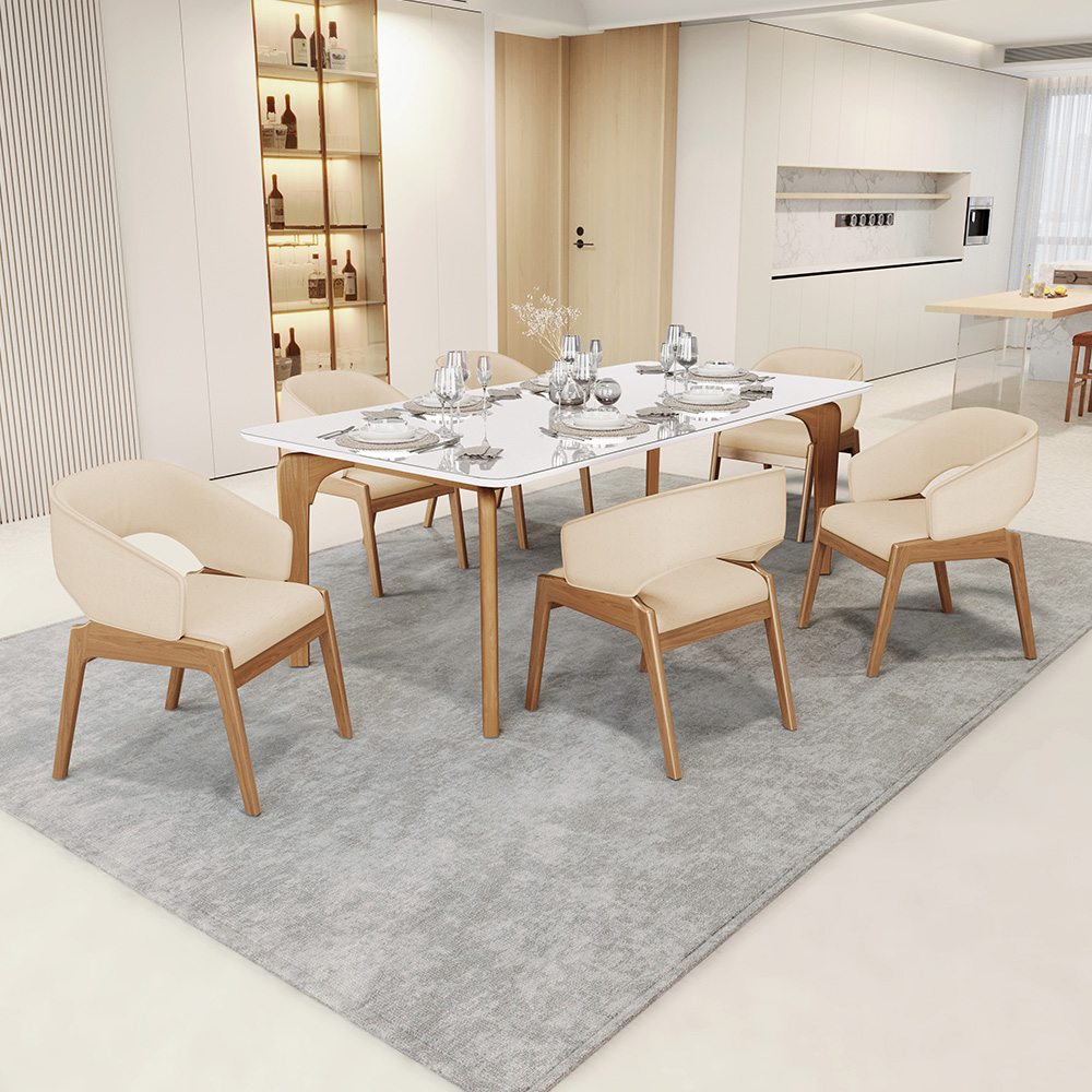 Cadeira de Jantar e Estar Living Estofada Lince L02 Linho Bege Escuro - Lyam Decor